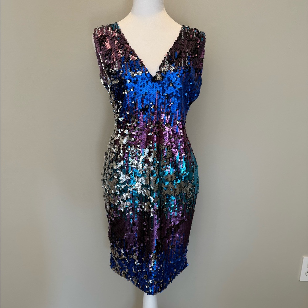 Sequin V-Neck Multicolor Dress